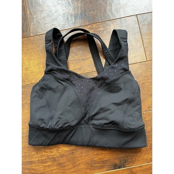 Womens Lululemon Black Strap Back Sports Bra Size 6 - Picture 1 of 4